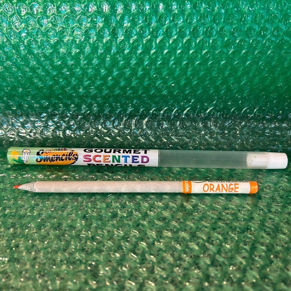 RETRO Colored Smencils -ORANGE-Gourmet Scented Pencils Eco Newspaper RARE